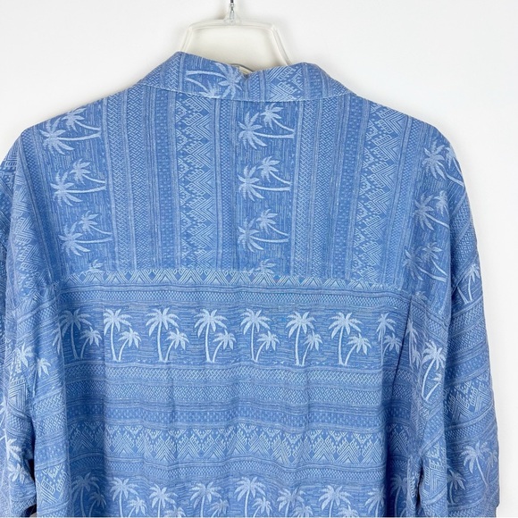 Men’s Silk Hawaiian Shirt Washable Button Down XXL Tropical Palm Jacquard Aloha - Picture 7 of 10